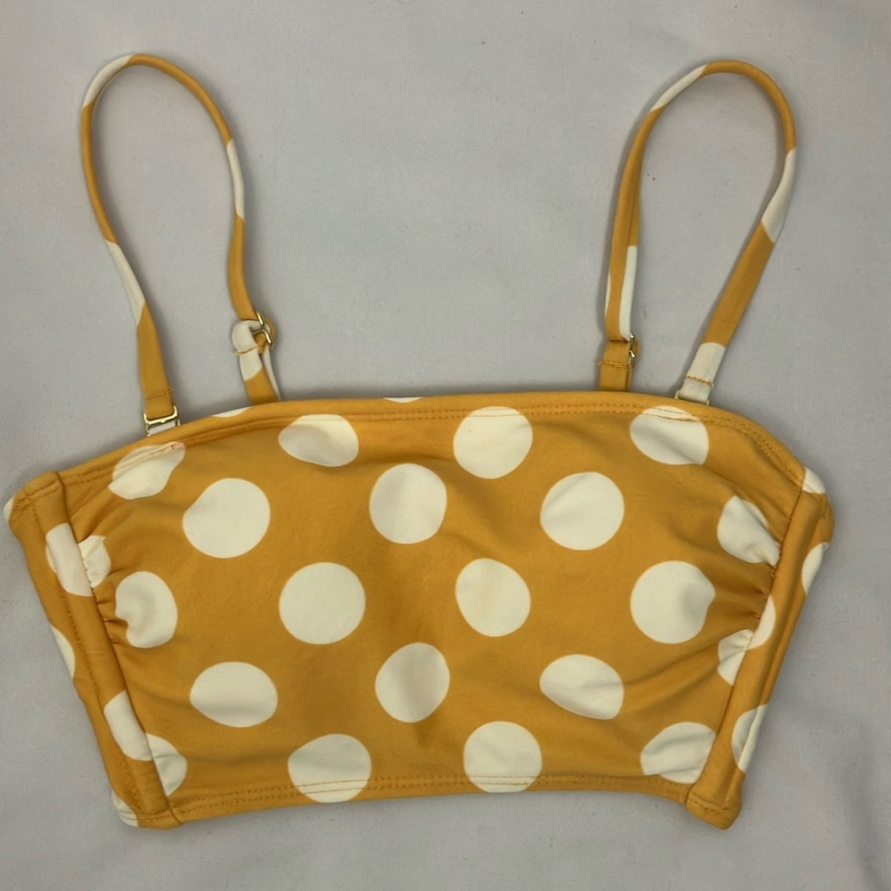 Xhilaration Mustard and Cream Polka Dot Swim Top women’s size xtra small
